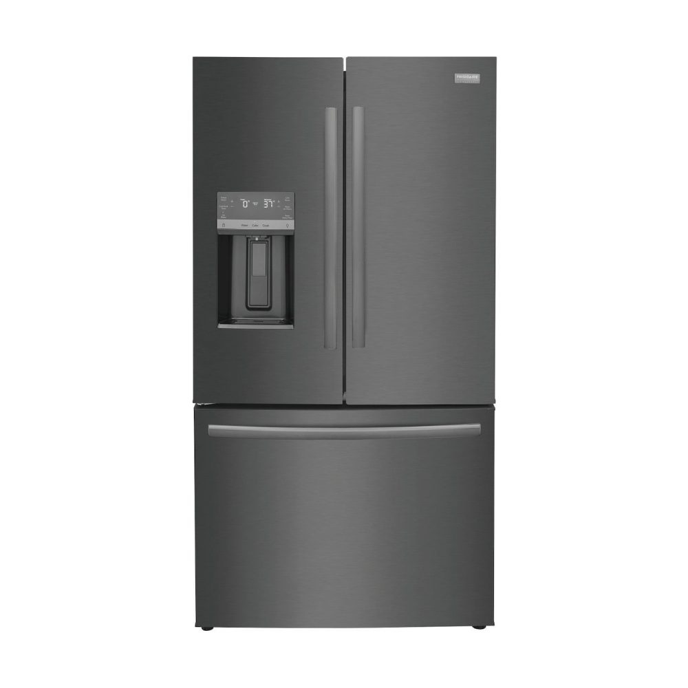 exterior of a matte black French door style refrigerator - Appliance Solutions