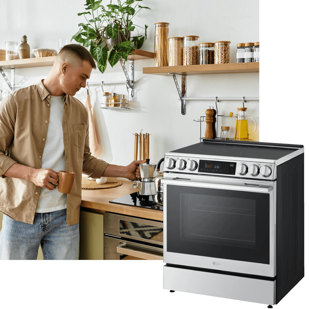 man using a stove to make coffee - Appliance Solutions