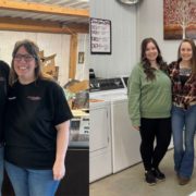 employees standing together in a warehouse setting - Appliance Solutions home appliances near me